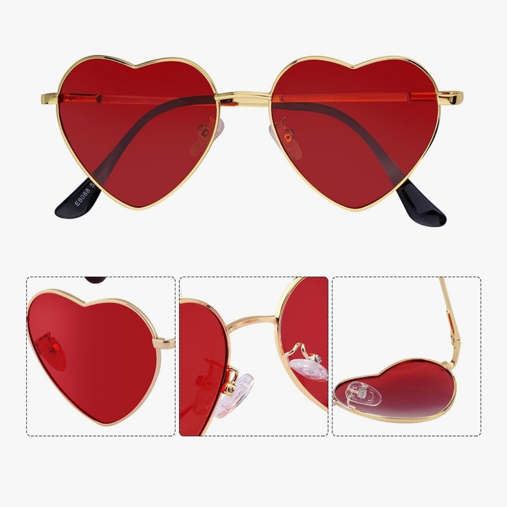 🆕 Heart Shaped Red Lens Sunglasses..UV protection - Picture 4 of 6